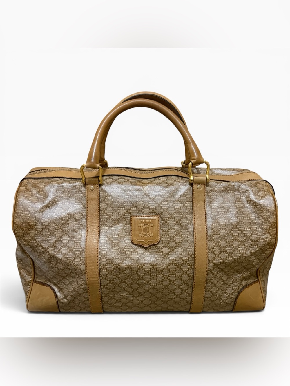 CELINE Vintage Macadam Large Boston Travel Bag